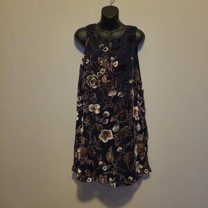 Velvet Burn out Shift Dress Blue Purple floral size Small
